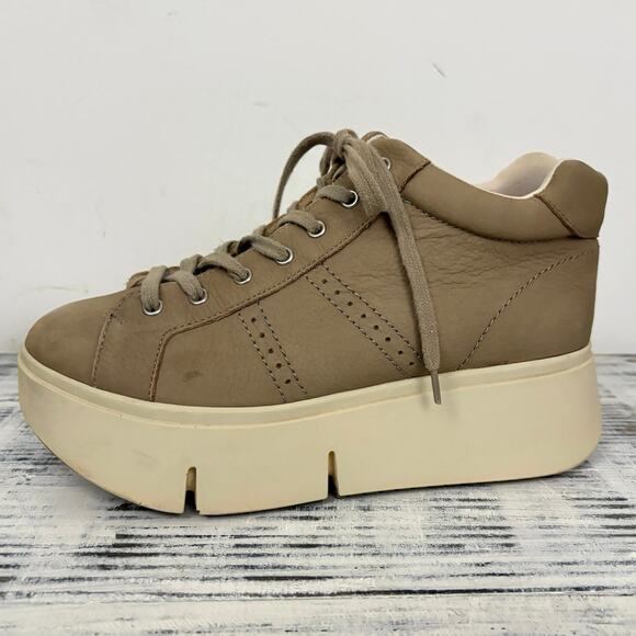 Naked Feet Essex Leather Platform Sneakers Beige Taupe Women’s 8M - Picture 11 of 16